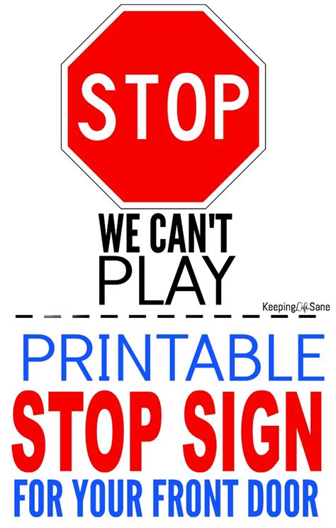 Free Printable Stop Sign for Door - Keeping Life Sane