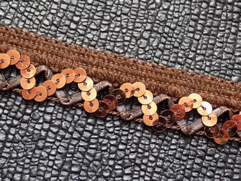 Yards Brown Sequin Trim Embroidered Woven Trim Etsy