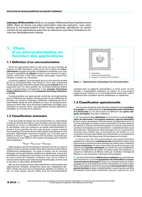 Solution Techniques De L Ing Nieur Application Des Microcalorim Tres