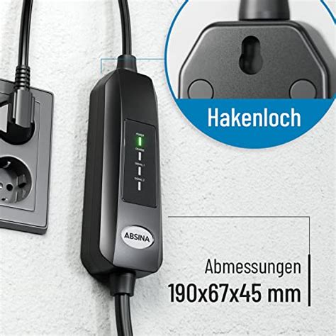 ABSINA Typ 2 Ladekabel Schuko 3W 13A 6 Meter Kabel 1 Phasig EV