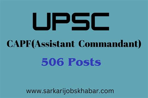 Upsc Capf Recruitment 2024 Assistant Commandant 506 Vacancy Apply