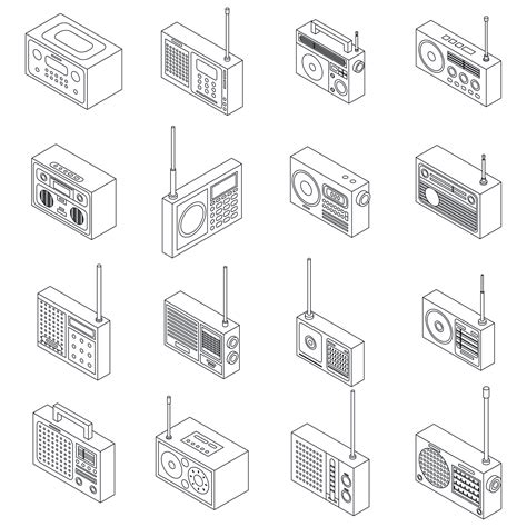 Radio icons set vector outline 16162032 Vector Art at Vecteezy