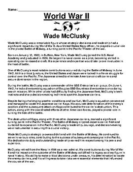 Wade McClusky Article & Questions (PDF) by Academic Links | TPT