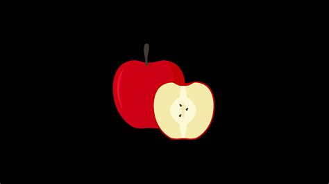 healthy half apple icon motion graphics animation with alpha channel ...