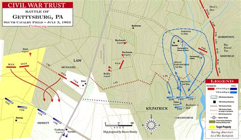 General Elon J Farnsworth Farnsworth S Charge Gettysburg Map