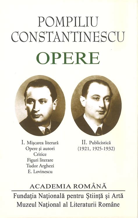 Opere Vol I Iide Pompiliu Constantinescu Editura Mlr Muzeul