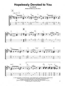 Hopelessly Devoted To You From Grease Easy Ukulele Tab Print Now