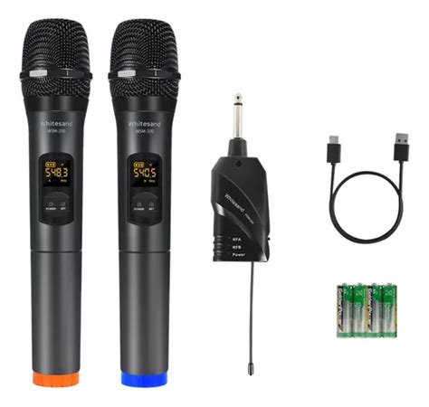 Microfones Sem Fio UHF De Areia Branca Kit De Microfone Cor Preto