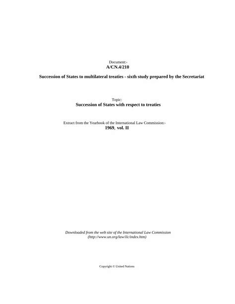 PDF Succession Of States To Multilateral Treaties Sixth VI