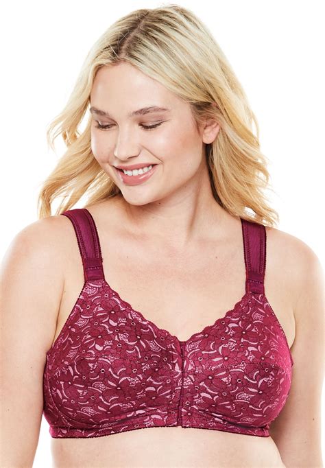 Comfort Choice Womens Plus Size Lace Wireless Posture Bra Bra