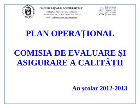 Pdf Plan Opera Ional Comisia De Evaluare I Pdf File Cadre