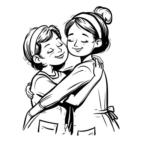 Premium Vector Mother And Daughter Hugging Vector Illustration In