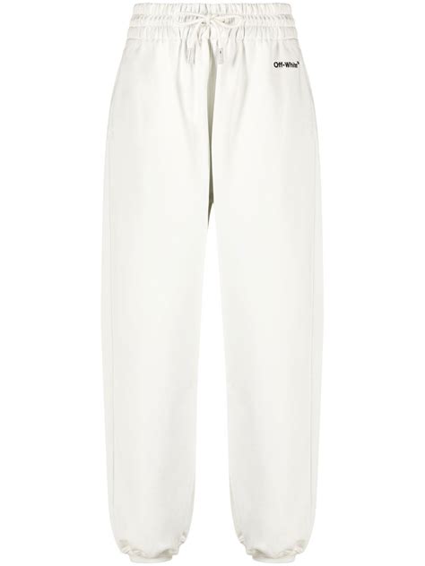 Off White Logo Embroidered Track Pants White Farfetch