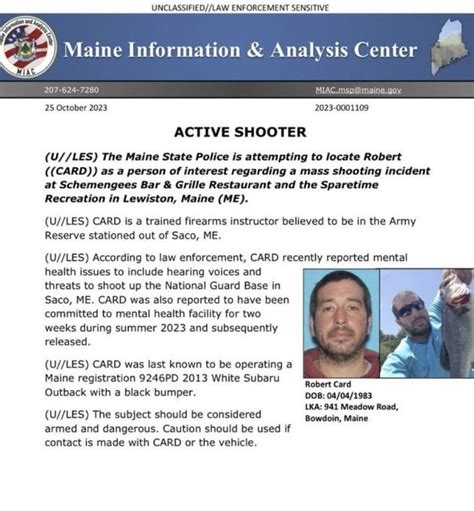 Suspect Robert Card : r/LewistonMaineShooting