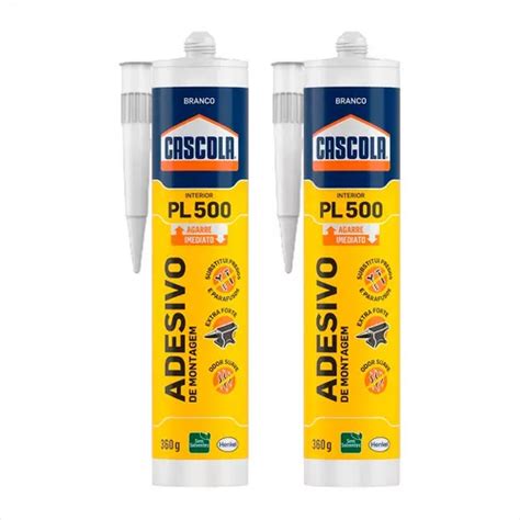 2x Cola Cascola Monta E Fixa Para Interior 360g Pl500 Henke Cor