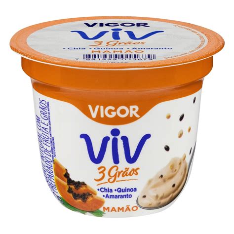 Iogurte Integral Mamão Vigor Viv 3 Grãos Pote 100g Loja Teste