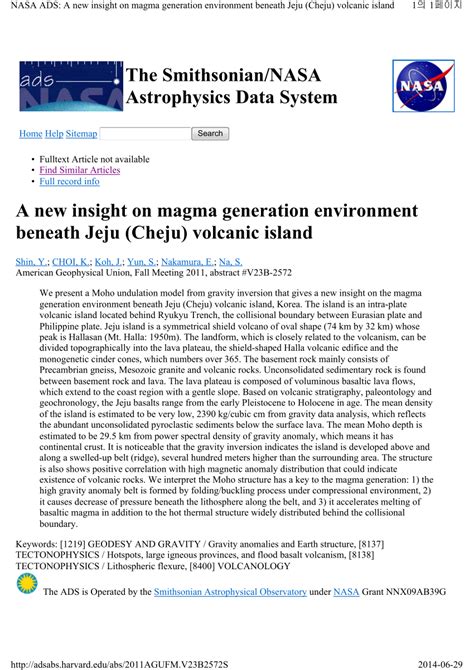 (PDF) A new insight on magma generation environment beneath Jeju (Cheju ...