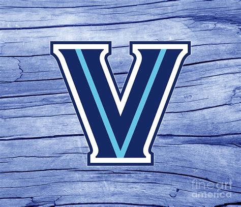 Villanova University Logo On Blue Rustic Wood Photograph by John Stephens