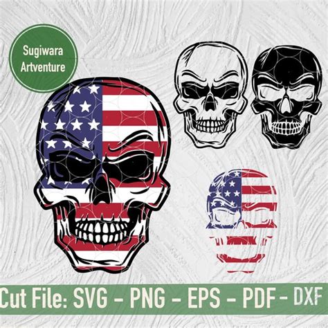 Skull America Flag Svg Etsy