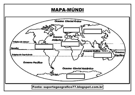 Suporte GeogrÁfico Mapa MÚndi Para Colorir