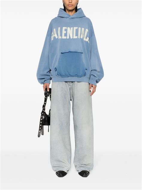 Balenciaga Moletom De Algodão Capuz e Logo Azul FARFETCH BR