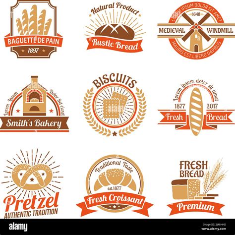 Conjunto Plano De Logotipos Y Emblemas Para Panadería Con Horno