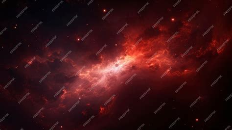 Premium AI Image | Red galaxy with stars and nebula night sky art