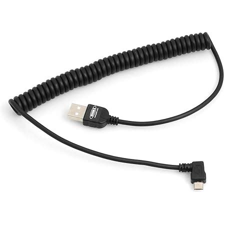 SYSTEM S elástico en Espiral Micro USB 2 0 Cable acodado 90 Grados