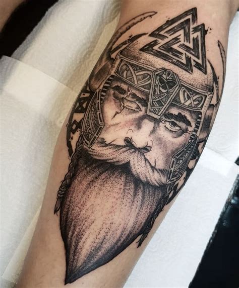 Mystical Odin Calf Tattoo