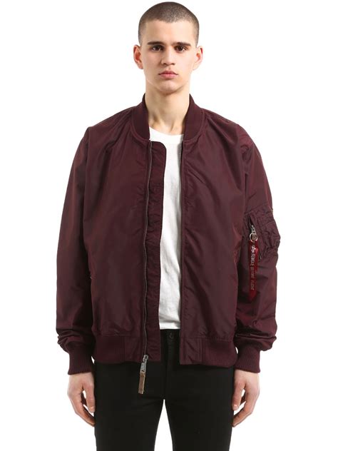 Alpha Industries Ma 1 Tt Slim Fit Nylon Bomber Jacket In Dark Maroon