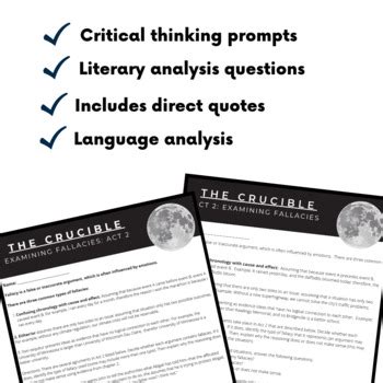 The Crucible Literary Analysis Questions CCSS By English With Steil