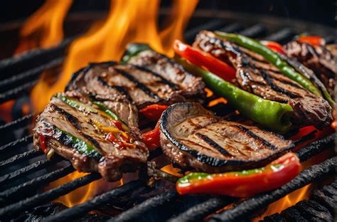 Premium Photo Fajita Meat Being Grilled To Perfection On A Charco