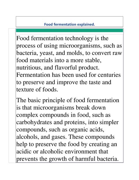 Food fermentation technology 1 - Food fermentation explained. Food ...