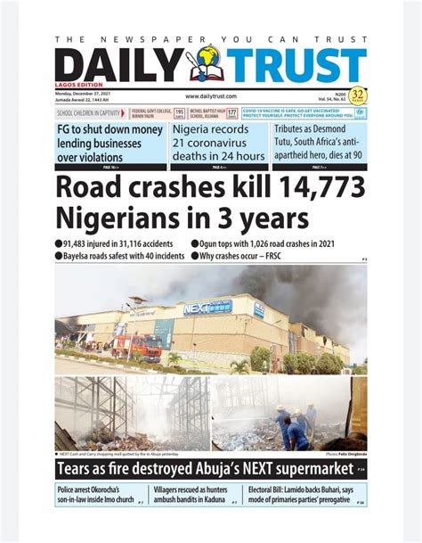 Nigerian Newspapers Daily Front Pages Review Monday December