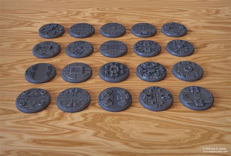 Scifi Miniature Bases 50mm 3dprint Ready Planetfigure Miniatures