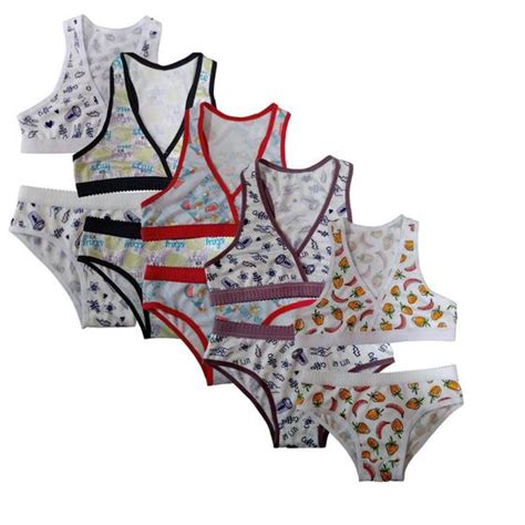 Kit 5 Conjuntos Menina Moça estampado de microfibra Infantil INTIMAS LINGERIE Conjunto