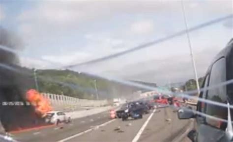 Miraculous Dashcam Video Shows Massive 10 Car Crash Rescue Of Woman