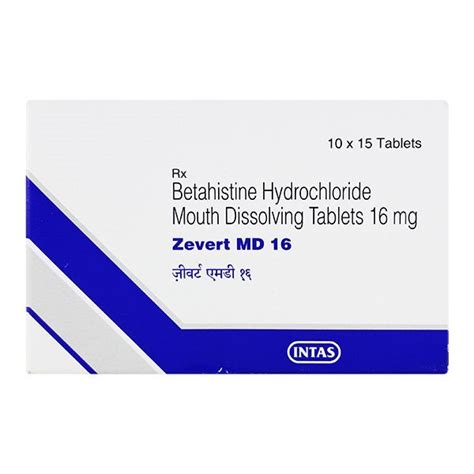 Zevert MD Betahistine Tablet 8mg 16mg 24mg At Rs 251 Strip In