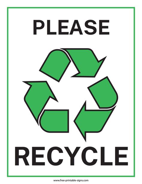 printable  recycle sign  printable signs