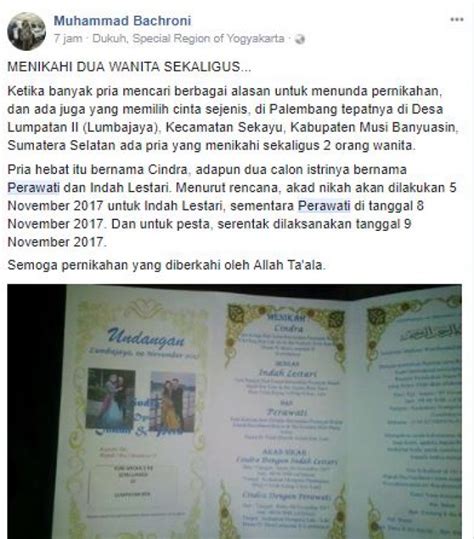 Pria Ini Nikahi 2 Wanita Sekaligus Lihat Undangan Lucunya Sumsel Today