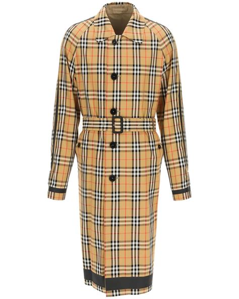 Burberry Reversible Trench Coat With Tartan Motif In Natural For Men Lyst