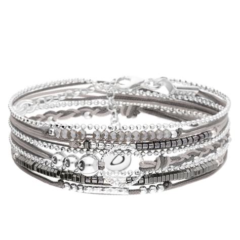 Bracelet Gris Polaire Triple Tours Anneau Diamante Bracelets Argent