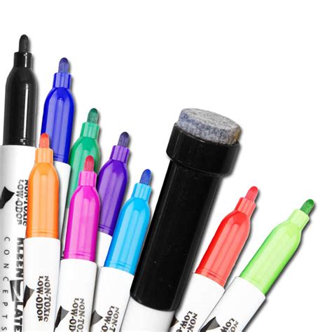 Small Dry Erase Markers With Erasers Set Of 10 Assorted Colors Kleen