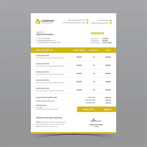 A4 Minimal Invoice Template Design 27033656 Vector Art at Vecteezy