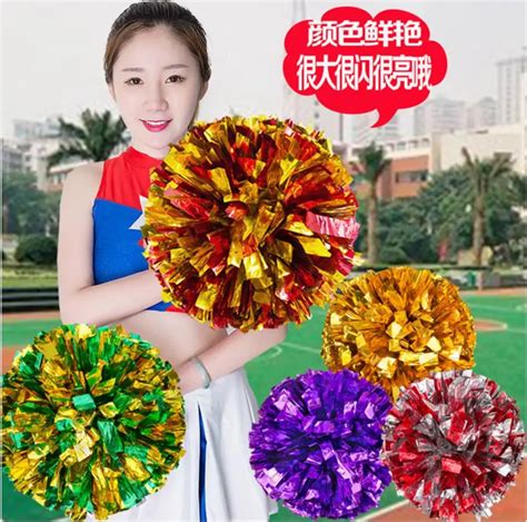 2 Pcs Cheerleader Mixed Color Cheer Leading Ball Props Pompoms Pom Poms