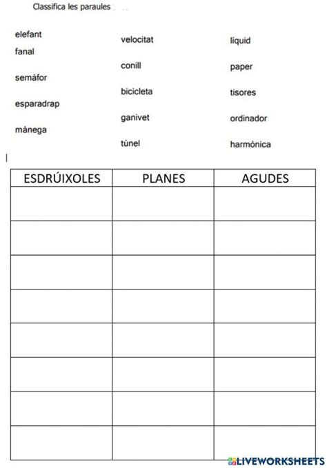 Prova Inicial Catal E Ex Interactive Worksheet Ortografia Catalana