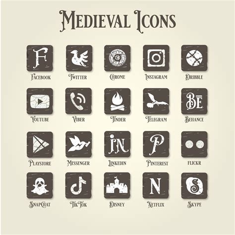 Medieval Handmade iPhone Ios 16 App Icons Social Media Icons - Etsy | App icon, Icon, App