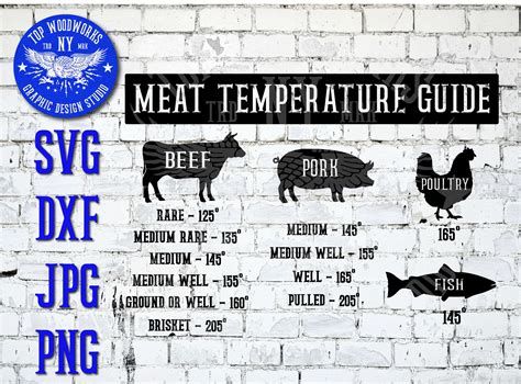 BBQ Grill Meat Temperature Temp Guide Beef Chicken Pork | Etsy