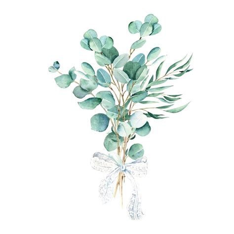 Premium Photo Eucalyptus Watercolor Bouquet Willow Silver Dollar True