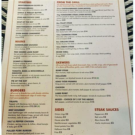 Taps Bar And Grill Menu